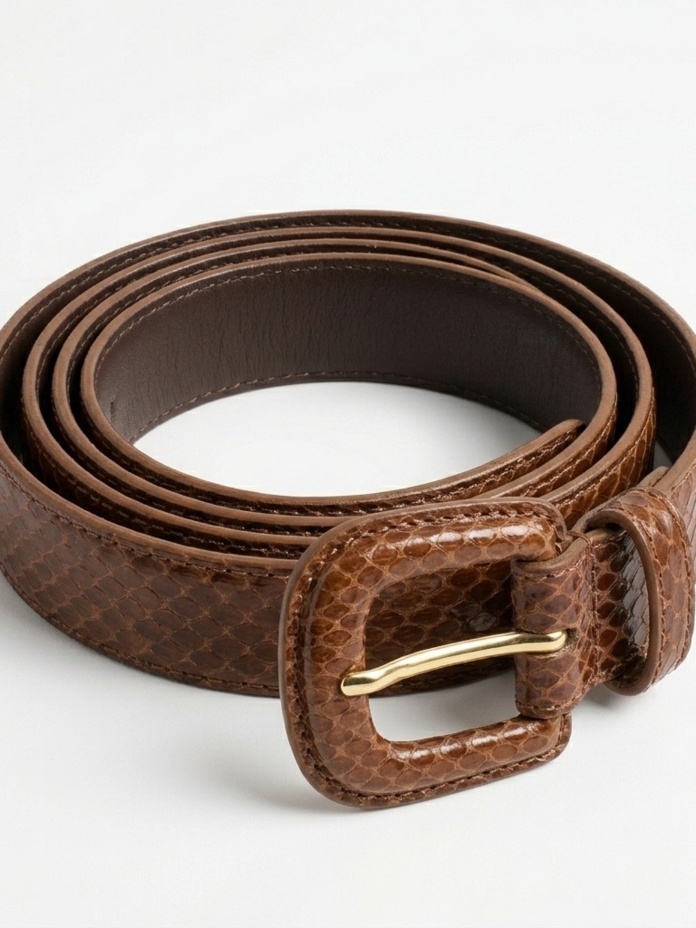 Vintage Genuine Snakeskin Belt 32 35 Brown Waist Accessory